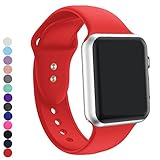 a8Miss Apple Watch Band, Silicone Replacement Iwatch Bands Series 1, Series 2,Series 3 (38mm S/M, Red)