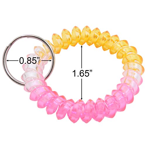 QY 8PCS Colorful Bright Assorted Pearlized Gradual Changing Colors Plastic Spiral Coil Wrist Band Key Ring Chain