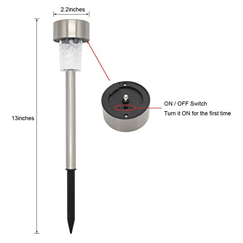 image for Twinkle Star 12 Pcs Solar Pathway Lights Stainless Steel Solar Garden 