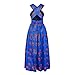 ENLACHIC Women's African Floral Printed Side Slit Bohemian High Waist Dashiki Maxi Dresses