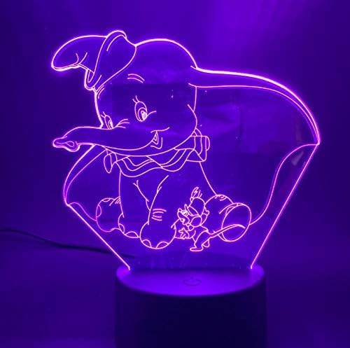 3D LED Night Light Dumbo Baby Color Change Lamp Interior Decoration Child Girl Child Child Gift 3D Light Elephant