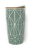 Starbucks Holiday Traveler 12oz Double Wall Ceramic 2017 Green Diamond