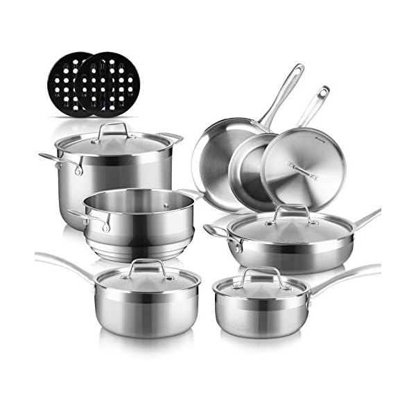 Duxtop Whole-Clad Tri-Ply Stainless Steel Induction Ready Premium Cookware Set (14pc)
