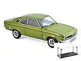 Norev Diecast Car & LED Display Case Package - 1975 Opel Manta, Lemon Green Metallic 183635 - 1/18 Scale Diecast Model Toy Car w/LED Display Case