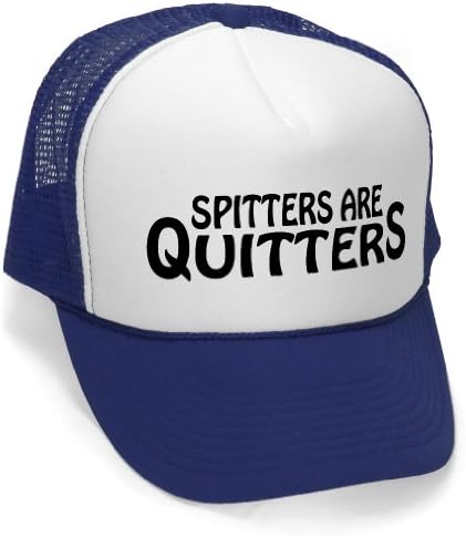 SPITTERS ARE QUITTERS - funny joke party gag Mesh Trucker Cap Hat, Navy