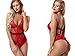 Garmol Women Lingerie One Piece Teddy Fishnet Lace Bodysuit Corset Plus Size Vintage Lingerie Set Classy Romper, (Red, Large)