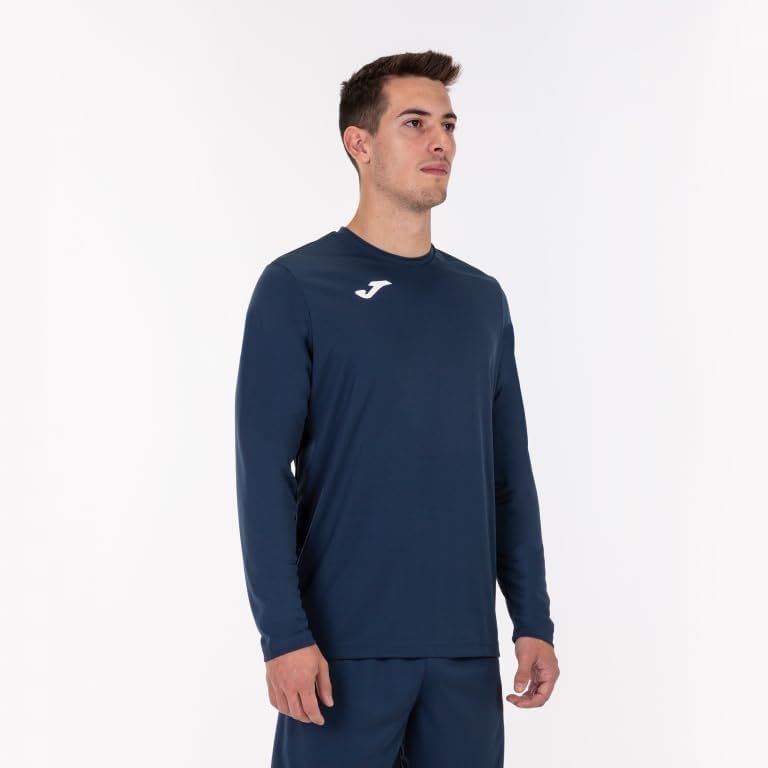 - Camiseta Deportiva Manga Larga Hombre - Ligera y Transpirable Ideal para Todo Tipo de Deporte - Combi S - Marino