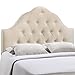Modway Sovereign Tufted Button Linen Fabric Upholstered Queen Headboard in Ivory
