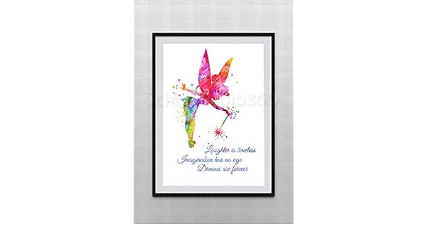 Amazon Com Tinker Bell Watercolor Art Print Wall Art Peter Pan