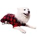 SCENEREAL Pet Fleece Pajamas for Dogs Red Plaid Sweaters Soft Clothes, M