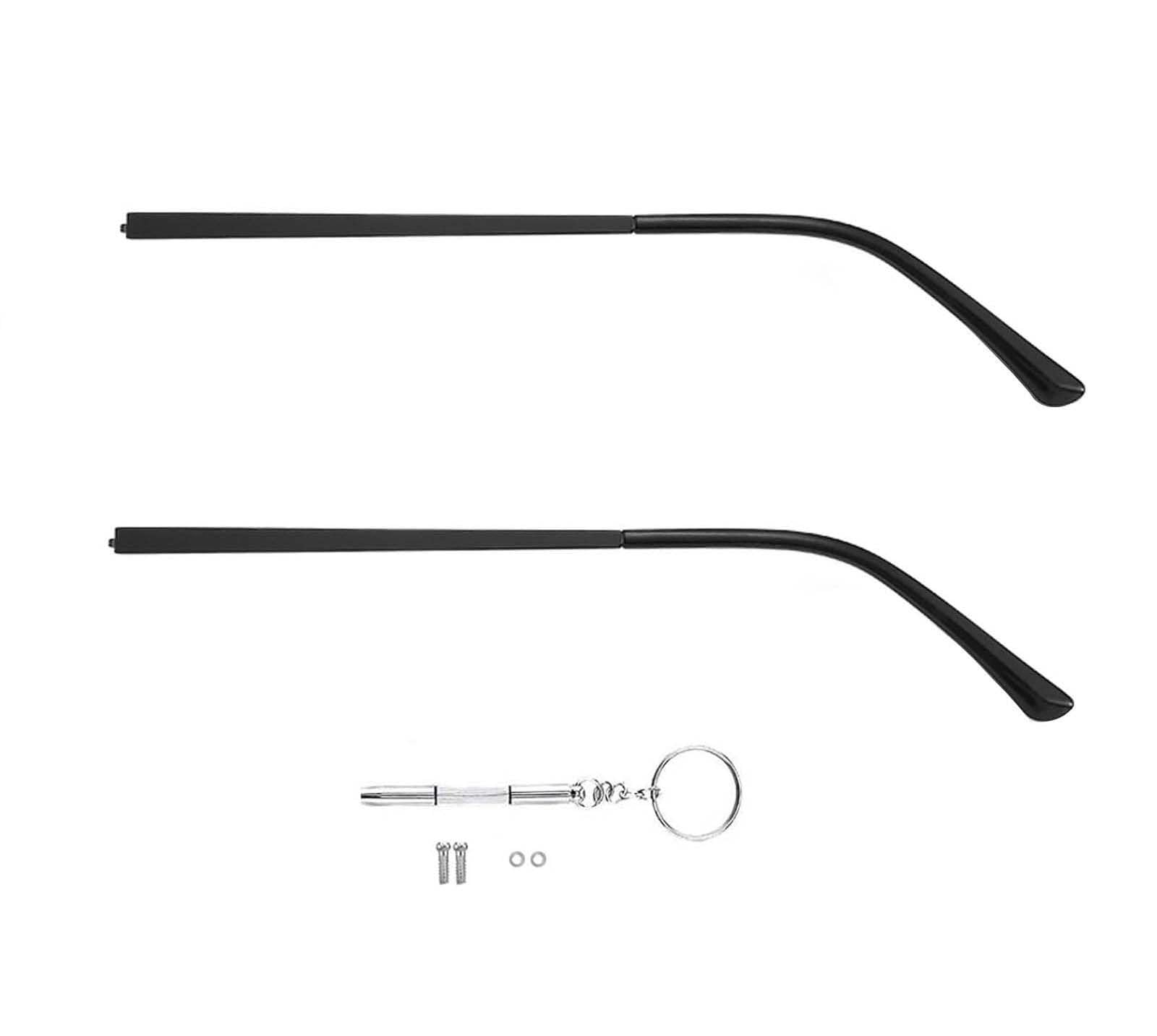 Fendawn Strive 1 Pair Metal Glass Temple Arms Replacement, Eyeglasses Replacement Arms Legs 4 mm Width Frame Repair Kit Universal (Black)