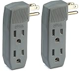 2-Pack 3-Outlet Tap Wall Adapter, Vertical Side-Access, Ac Power Adapter, Multi-Plug for Charging Station, Electronic Video Game, TV, Computer, and Appliances in Kitchen, Household, and Workshops.
