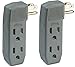 2-Pack 3-Outlet Tap Wall Adapter, Vertical Side-Access, Ac Power Adapter, Multi-Plug for Charging Station, Electronic Video Game, TV, Computer, and Appliances in Kitchen and Household, Color Gray.