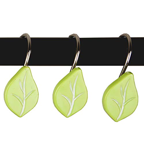 Dimaka Shower Curtain Rings, 12 PC Hooks Set, Stainless PC Anti Dust, Designed Shape Unique Decor for Bathroom