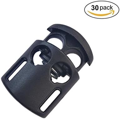 D DrNeeko 30 Pcs Small Plastic Double Hole Cord Locks End Spring Stop Toggle Stoppers