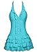 swimwear crossover tummy control top style vintage designer deep v neck one piece high waist push up swimdress ,Aqua,XXX-L / 16-18