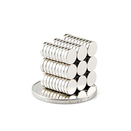 BestPriceEver 100 Pieces of 5mm X 1mm Magnets Nickel Coated Round Premium Brushed Refrigerator Magnet for Science and School Projects