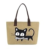 Tom Clovers Cat Animal Tote Bag Large Utility Canvas Shoulder Purse Top Handle Handbag Beach Satchel Women Girl with Zipper