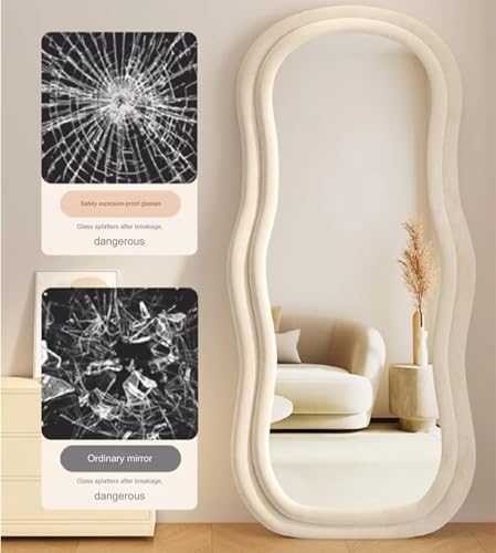 Full Length Mirror, HD Floor Standing Rounded, Wall Mount with Wooden Frame, Living Room Entrance Dressing Clothes Mirror (Style-M3)