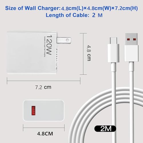 XLDHYLL Cargador 120W para Xiaomi Carga Rapida Turbo con Cable 2M, para Xiaomi 15 14 13 12 14t 13t 12t 12s Pro Lite Redmi Note k80 K70 K60 K50 12 11 Pro Plus Black Shark 4 5 Poco F4 GT Mi Turbo 6A