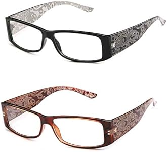 Newbee FashionNewbee Fashion- IG High Fashion Stylish Floral Design Women Rectangular Plastic Frames Clear Lens Eye Glasses Flat Top