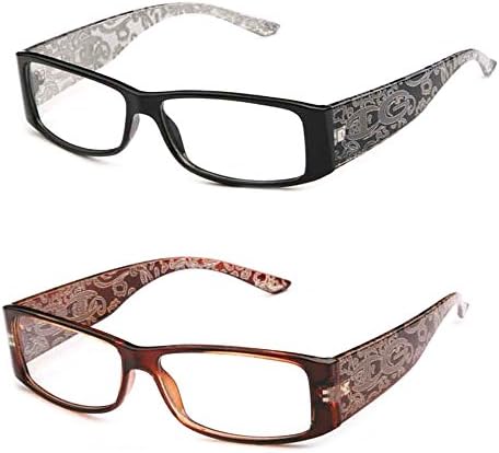 Newbee FashionNewbee Fashion- IG High Fashion Stylish Floral Design Women Rectangular Plastic Frames Clear Lens Eye Glasses Flat Top