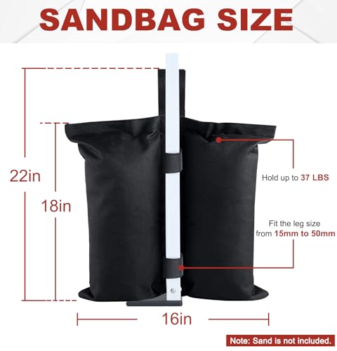 ABCCANOPY Canopy Weights 150 LBS Tent Sand Bags,4-Pack Black(No Sand) image 26
