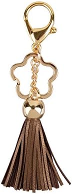 Leather Tassel Keychain Bag Charm Fob With Star Keyring (Bronze)