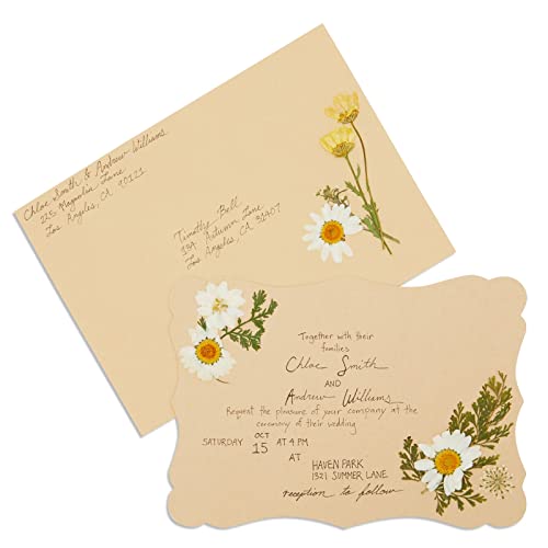 50 Pack Blank Invitations with Envelopes, Printable Kraft Cardstock