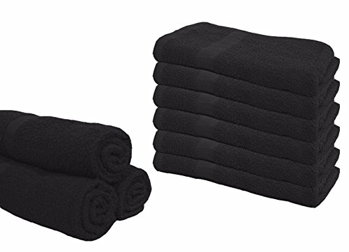 Cotton Bleach Proof Salon Hand Towels (24-Pack,Black,16x27 inches) Bleach Resistant Hand Towel (24, Black)