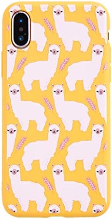 MAYCARI Yellow Cute Alpaca Pattern Cell Phone Cover for iPhone X/XS, Animal Series Full Protective Anti-Scratch Shockproof Soft TPU Cover Case