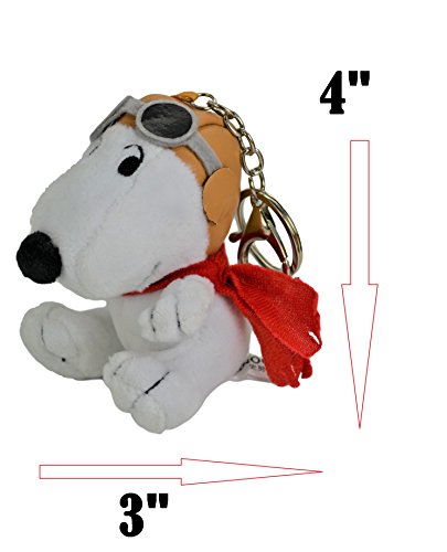 Snoopy Flying Ace Car Accessory Cute Soft Plush Ultra Detail Chain Keychain Bag Charm Key Clip Pendant 4" H Tall. Car Keychain .Limited Edition