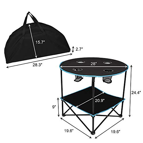 Vilobos Folding Table,Travel Camping Picnic Collapsible Round Table