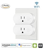 Wifi Smart Plug,Loneyshow Mini Smart Socket Work with Alexa/Echo dot Voice Control Timing Function Energy Monitoring No Hub Required Control Your Home from Anywhere for iOS Android Tablets(2 pack)