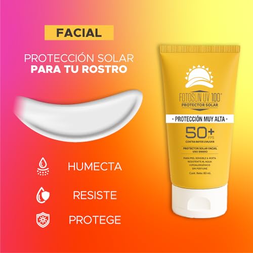 FOTOSUN UV 100 Protector Solar Facial Bloqueador 50+ FPS Protección Contra el Sol Uso Diario Piel Sensible Sunscreen (KIT FOTOSUN UV)