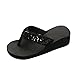 Women Sandals Daoroka Summer Sequins Anti-Slip Clip Toe Flip Flops Platform Wedge Slippers Casual Soft Beach Outdoor Shoes (US:8, Black)