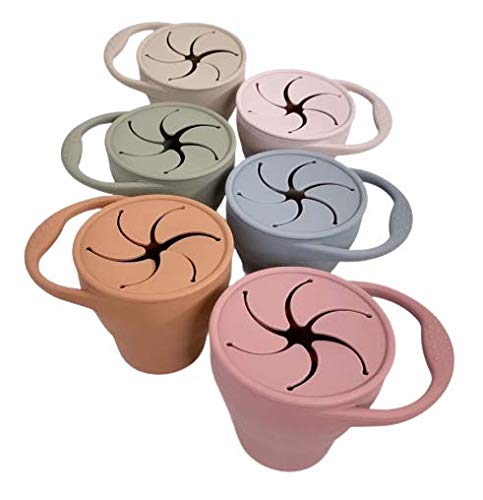 Silicone Collapsible Baby Snack Cup by Aloonii | Non- Spill Baby & Toddler Snack Holder, Suitable for pram & car Rides (Blue)