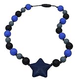 Sensory Oral Motor Aids Chew Necklace for boys girls, Silicone Navy Star Beads Chewlery Jewelry for Autism, ADHD, Baby Nursing or Special Needs Kids - Reduces Chewing Biting Fidgeting for mild Chewers