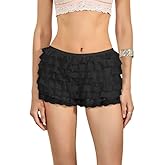 Women Lace Ruffle Bloomers Y2k Lolita Layered Coquette Boy Shorts Booty Mini Shorts
