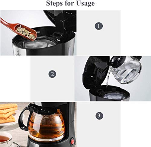 YQCX Filter-Kaffeemaschine, Tropfkaffee-Kaffeemaschinen Mit 0,6L Glaskanne Abnehmbarer Filterkaffeemaschine Anti-Trop… – Bild 7