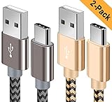 OTISA USB C Cable, 2Pack 6ft USB Type C Cable Fast Charging Charger Cord Long Android Nylon Charge Cable for Galaxy S9 S8 Note 9 8 Pixel Nintendo Switch Huawei Mate P9 P10 Honor LG BLU Moto Gold Grey