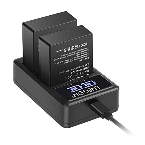 NP-W126S NP-W126 Batterie de Rechange (2 Paquets) et Chargeur Double Intelligent LED USB pour Fujifilm NP-W126S NP-W126 et Fuji FinePix HS30EXR HS35EXR HS50EXR X-A1 et Plus de caméras