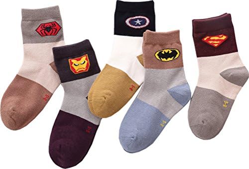 Boys Kids Funny Comfortable Seamless Cotton Dress Crew Socks (L, Super Hero)