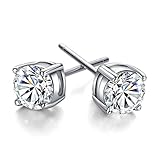 JIAEN 3-10mm Sterling Silver Round Clear Cubic Zirconia Stud Earring (3mm)