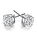 JIAEN 3-10mm Sterling Silver Round Clear Cubic Zirconia Stud Earring (3mm)