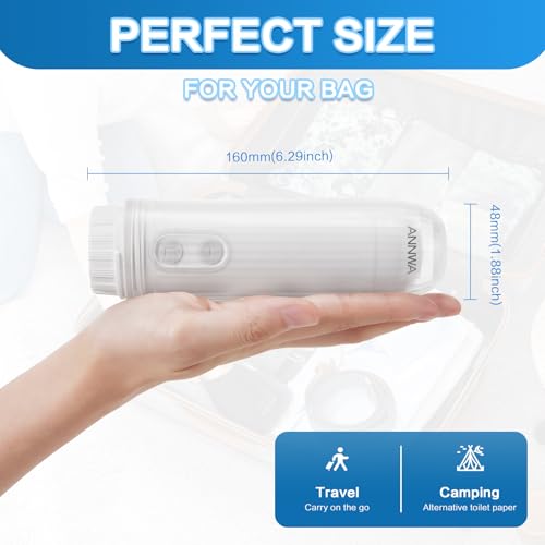 ANNWA Portable Bidet 140ML, IPX6 Personal Bidet Toilet Handheld Bidet, Mini Foldable Handheld Personal Travel Bidet, Noise Bidet Portable with 180°Round Head(شطاف المسافر)