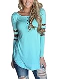 AlvaQ Women Winter Casual Long Sleeve Juniors Tshirt Plus Size Clothing Ladies Tunic Tops Blue