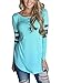 AlvaQ Women Winter Casual Long Sleeve Juniors Tshirt Plus Size Clothing Ladies Tunic Tops Blue