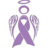 Barking Sand Designs Esophageal Stomach Cancer Ribbon Angel Awareness - Die Cut Vinyl Window Decal/Sticker for Car/Truck 3.5"x5.5"