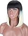 Kalyss Bob Short Hair Wig for Women Heat Resistant Yaki Synthetic Hair Brown Women's Wig With Hair Bangs (ombre mix blonde)